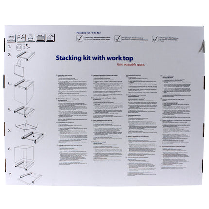 SCANPART - Stacking kit for washing machine and tumble dryer - With worktop - White - Also for heat pump dryers image