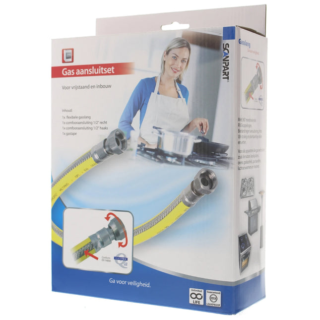SCANPART - Gas connection set - NL standard - 1/2"(F) - 1/2"(F) - 125 cm image