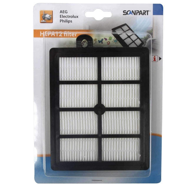 SCANPART Exhaust Filter AEF12 - Suitable for AEG|Electrolux|Tornado|Volta|Philips EFH12|FC8038|H12 image