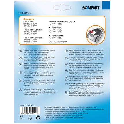 SCANPART Exhaust Filter ZR002901 - Suitable for Rowenta H12 image
