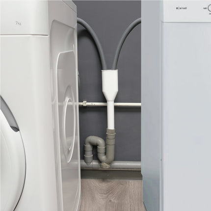 HOUSEBRAND - Y-piece Drain - For Washing Machine / Dishwasher - PVC - White image