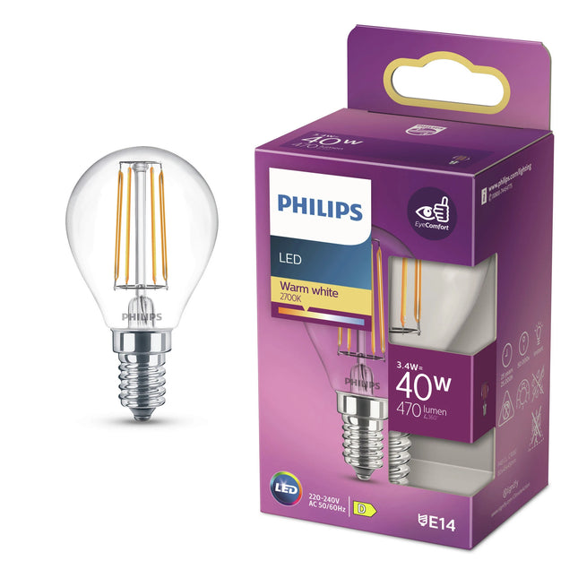 PHILIPS - Lamp - E27 - 40 W - 470 Lumens - 2700 K - Bright - Pear image