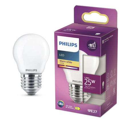 PHILIPS - Lamp - E27 - 25 W - 260 Lumens - 2700 K - Frosted - Pear image