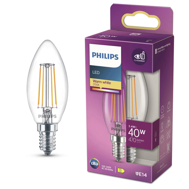 PHILIPS - Lamp - E14 - 40 W - 470 Lumens - 2700 K - Bright - Candle image