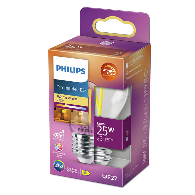 PHILIPS - Light Bulb - E27  - 25 W - 250 Lumen - 2200 K - 2700 K - Bright - Bulb - Warm Glow image