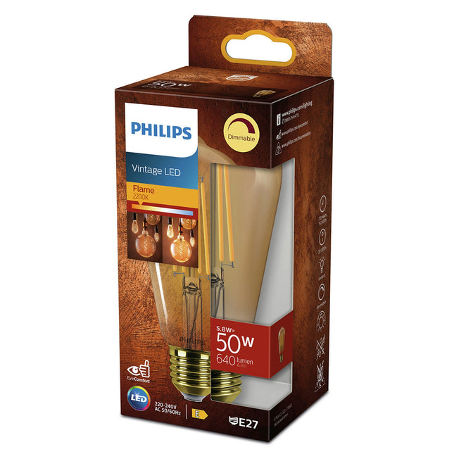 PHILIPS - Vintage Led - E27 - 50 W - 640 Lumen - 1800 K - Flame - ST64 image