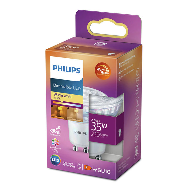 PHILIPS - Reflector Spot - GU10 - 35 W - 230 Lumen - 2700 K - Bright - Reflector Spot - Dimmable  - Warm Glow image