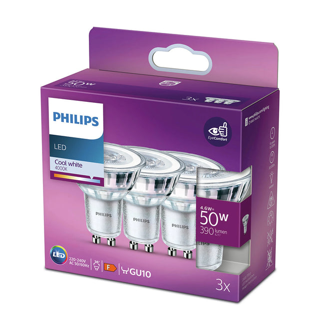 PHILIPS - Reflector Spot - GU10 - 50 W - 390 Lumen - 4000 K - Bright - Reflector Spot - Multi Pack image