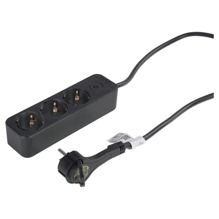 Q-LINK - Power strip - 3 x EU Socket to EU plug (extra flat) - 1.5 m - Black image
