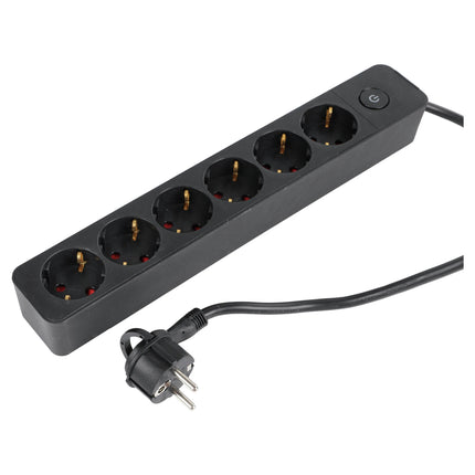 Q-LINK - Power strip - 6 x EU Socket to EU plug (extra flat) - 1.5 m - Black image