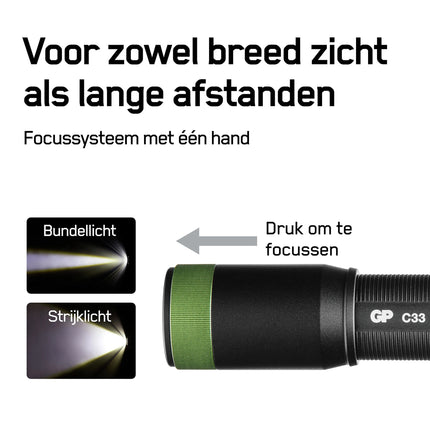 GP - Flashlight - CR33 - 150 lumens - Black + Green - 2x AA batteries image