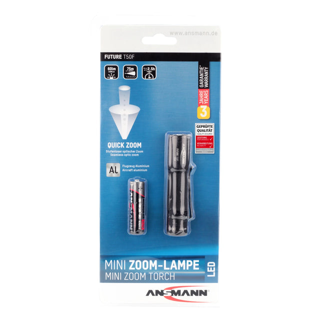 ANSMANN - Flashlight - Focus - T50F - 60 Lumen - Black - 1x AA Battery image