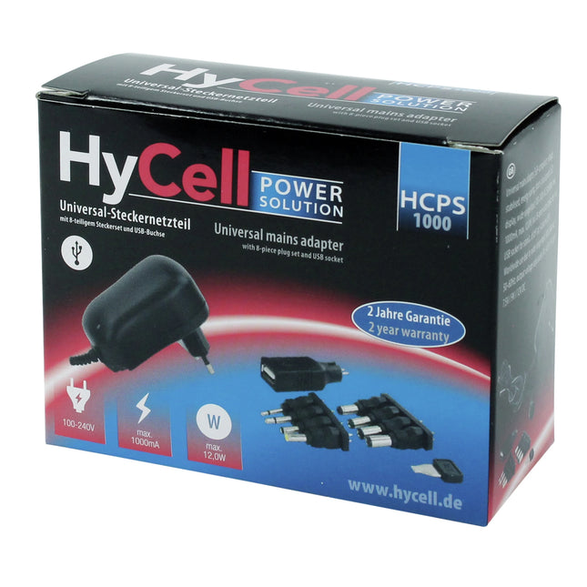 HYCELL - universal power supply 12W + 8 tips and USB-A(F) - HCPS1000 image