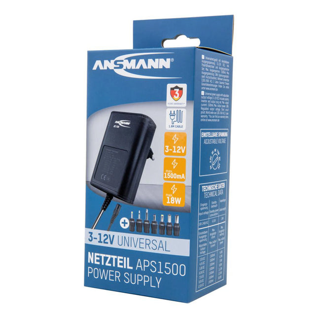 ANSMANN - Universal power supply - 18 W - 7 tips - 1.8 m cable - APS1500 image