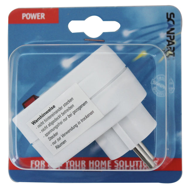 SCANPART - Pass-through plug - Plug 230 V (Male) - Plug 220 V (Female)+Switch   Illuminated Switch image