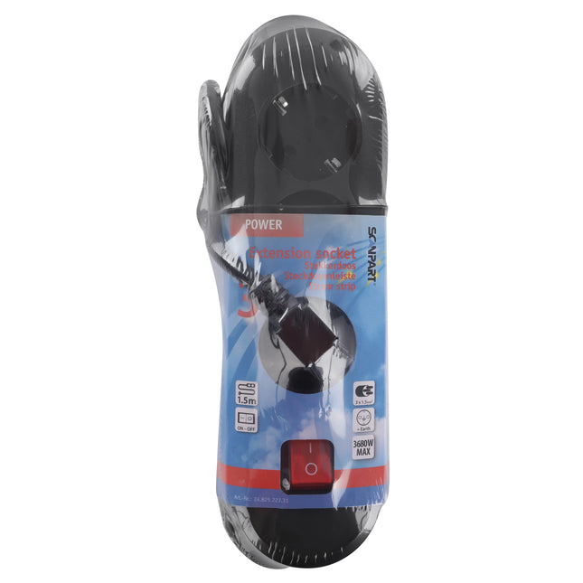 SCANPART - Table Socket - 3 x EU socket to EU plug - 1.5 m image