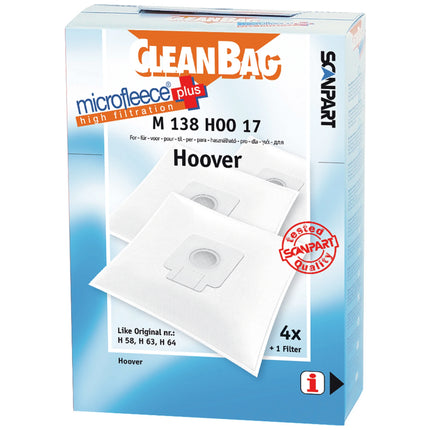 CLEANBAG M138HOO-17 4 Dustbags 1 Microfilter - Suitable for Hoover H58 | H63 | H64 image