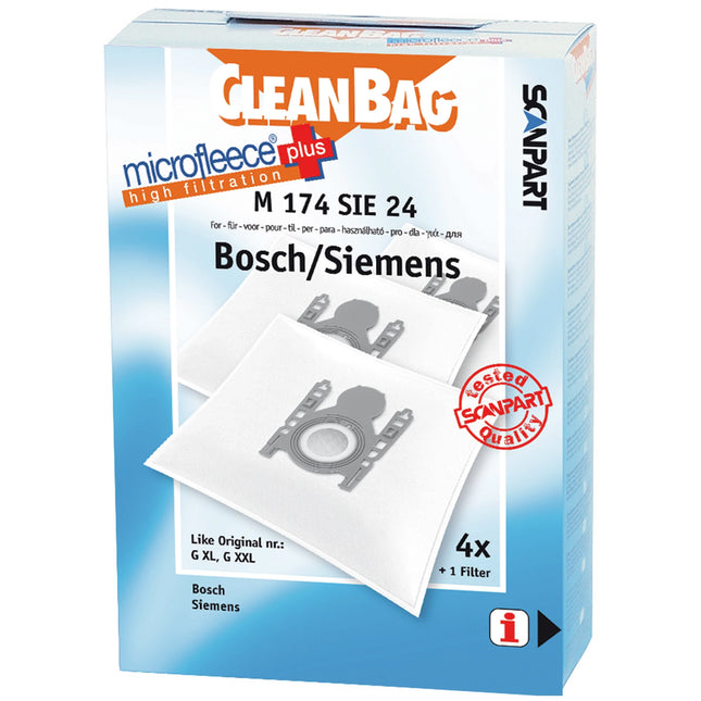 CLEANBAG M174SIE-24 4 Dustbags 1 Microfilter - Suitable for Bosch | Siemens G All | G XL | G XXL image