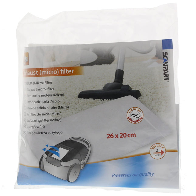 SCANPART Exhaust Filter Universeel - Suitable for AEG|Bosch|Electrolux|Miele|Philips|Moulinex|Nilfisk|Panasonic|Rowenta|Siemens|Karcher|Daewoo|LG|Tristar|Parkside|Ferm image