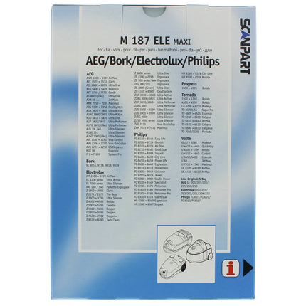 CLEANBAG M187ELE-MAXI 12 Dustbags 2 Microfilters - Suitable for AEG | Electrolux | Tornado | Volta | Philips S-Bag image