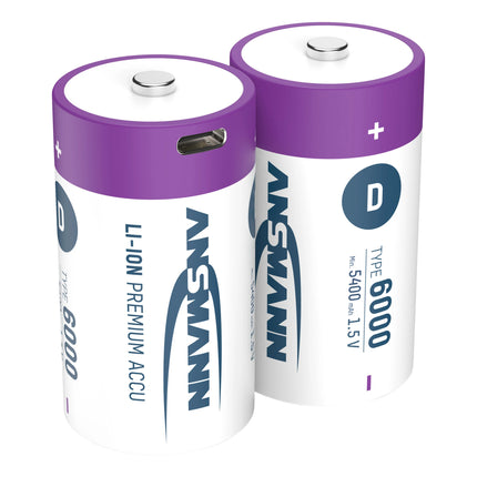 ANSMANN - rechargeable battery Li-Ion 2x D 6000mAh + cable image