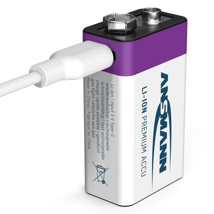 ANSMANN - rechargeable battery Li-Ion 1x 9V 400mAh + cable image