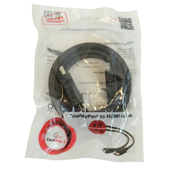 CABLEXPERT - HDMI cable - Adapter cable - DisplayPort (Male) - HDMI (Male) - 1.8 m image