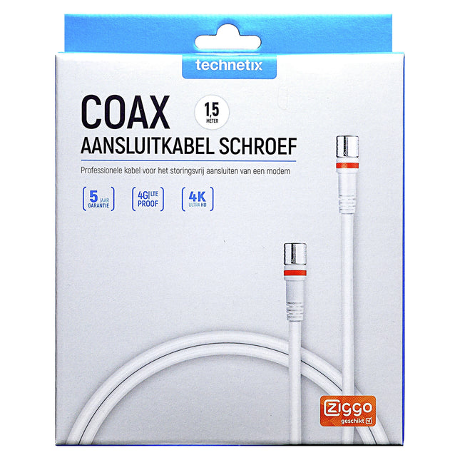 TECHNETIX - COAX Connection cable - F-connector (Male) -  F-connector (Male) - 1,5 m image