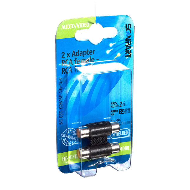 SCANPART - Audio Plug - Adapter - 2 x RCA (Female) - 2 x RCA (Female) image