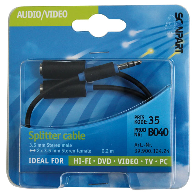 SCANPART - Splitter cable - Adapter cable - 3.5 mm Jack (Male) - 2 x 3.5 mm Jack (Female) - 0.2 m image