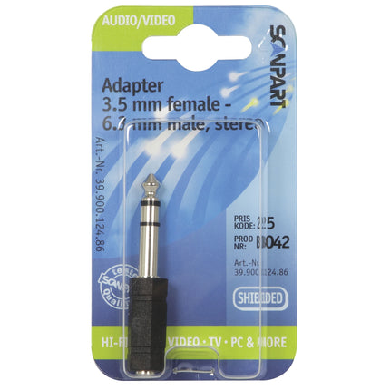 SCANPART - Plug adapter - 6.5 mm Jack (Male) - 3.5 mm Jack (Female)   Stereo|3 pole|Headphones Adapater image