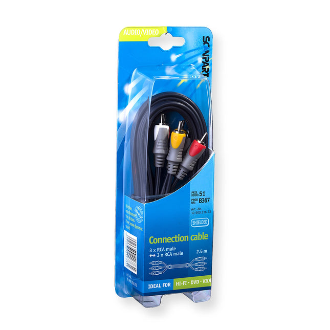 SCANPART - Audio- Video Cable - 3 x Tulp (Male) - 3 x Tulp (Male) - 2.5 m image