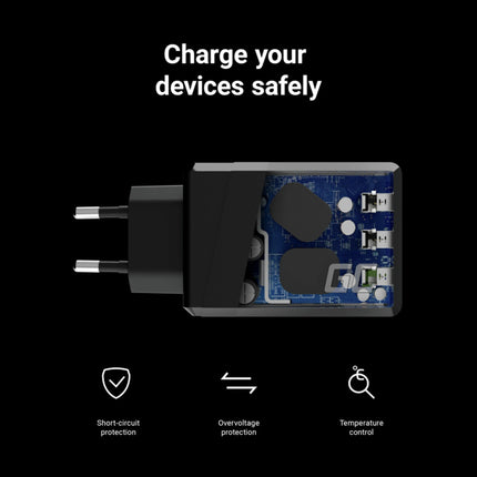 GREEN CELL - Charger - 30W - 3x USB-A - Black image