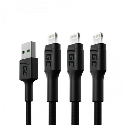 GREEN CELL - Charging and data cable - USB-A (Male) - Lightning (Male) - Set - 3 Pieces - 1.2 m image