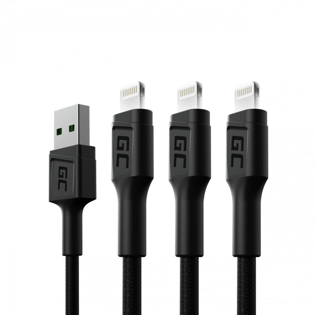 GREEN CELL - Charging and data cable - USB-A (Male) - Lightning (Male) - Set - 3 Pieces - 1.2 m image