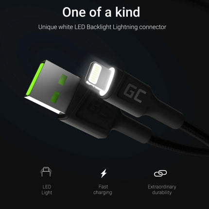 GREEN CELL - Charging and data cable - USB-A (Male) - Lightning (Male) - Set - 3 Pieces - 1.2 m image