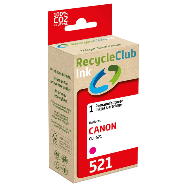 RECYCLECLUB Cartridge CLI-521M - Magenta - Suitable for Canon image