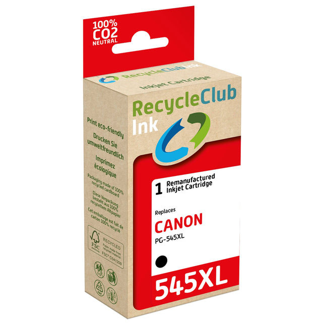 RECYCLECLUB XL Cartridge PG-545 XL - Black - Suitable for Canon image