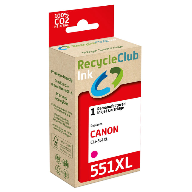 RECYCLECLUB XL Cartridge CLI-551M XL - Magenta - Suitable for Canon image