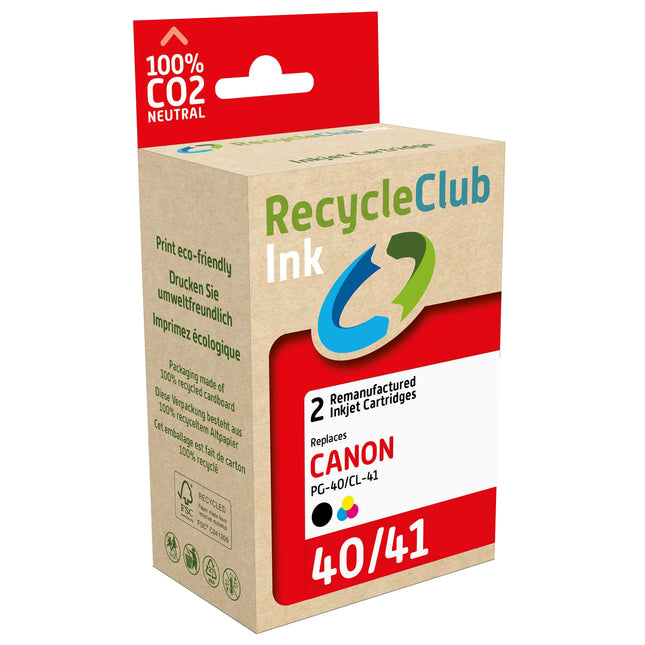 RECYCLECLUB Cartridge PG-40 | CL-41 - Duo Pack - Black + Multicolor - Suitable for Canon image