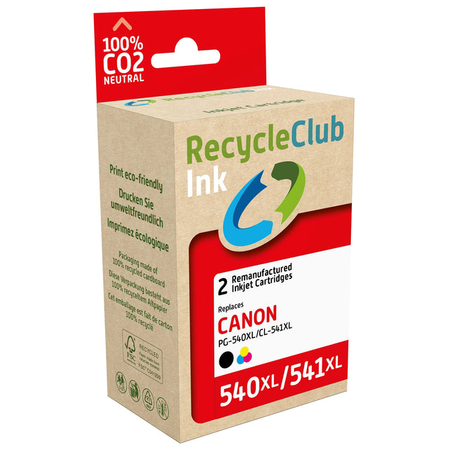 RECYCLECLUB Cartridge PG-540 XL | CL-541 XL - Duo Pack - Black + Multicolor - Suitable for Canon image