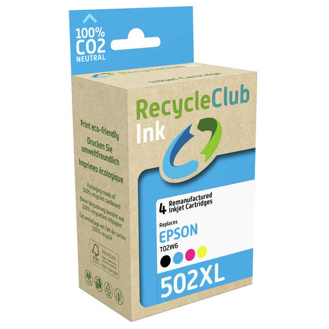 RECYCLECLUB XL Cartridge 502XL - Multipack - Black + Cyan + Magenta + Yellow - Suitable for Epson image