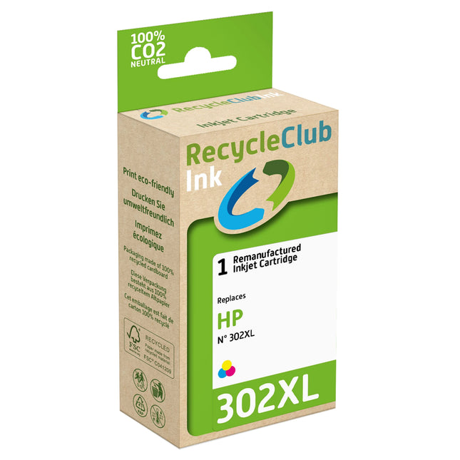 RECYCLECLUB XL Cartridge 302XL - MultiColor - Suitable for HP image
