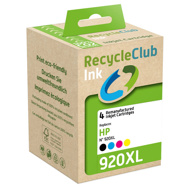 RECYCLECLUB XL Cartridge 920XL - Multipack - Black + Cyan + Magenta + Yellow - Suitable for HP image