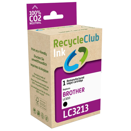 RECYCLECLUB Cartridge LC3213BK - Black - Suitable for Brother image
