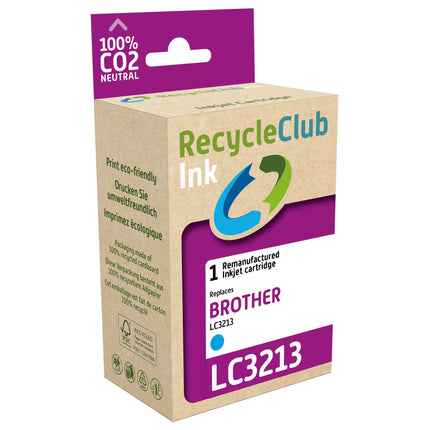 RECYCLECLUB Cartridge LC3213C - Cyan - Suitable for Brother image