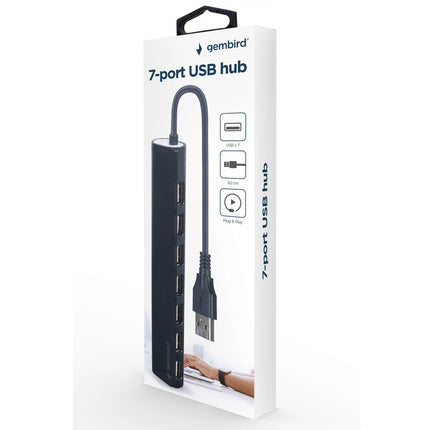 GEMBIRD - Docking station - USB-A (Male) - 7 x USB-A (Female) 0.15 m  USB 2.0 image