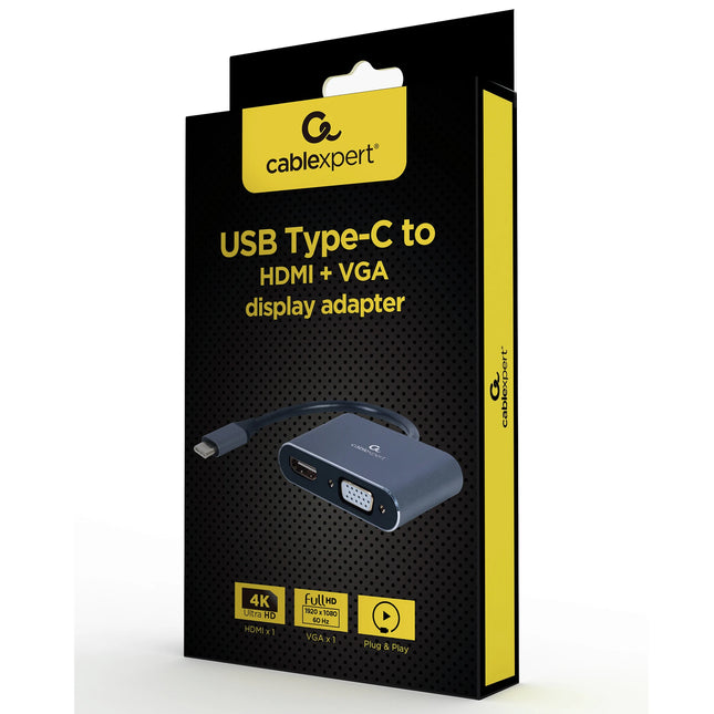 CABLEXPERT - Adapter cable - USB-C (Male) - HDMI (Female) + VGA (Female) - 0.15 m image