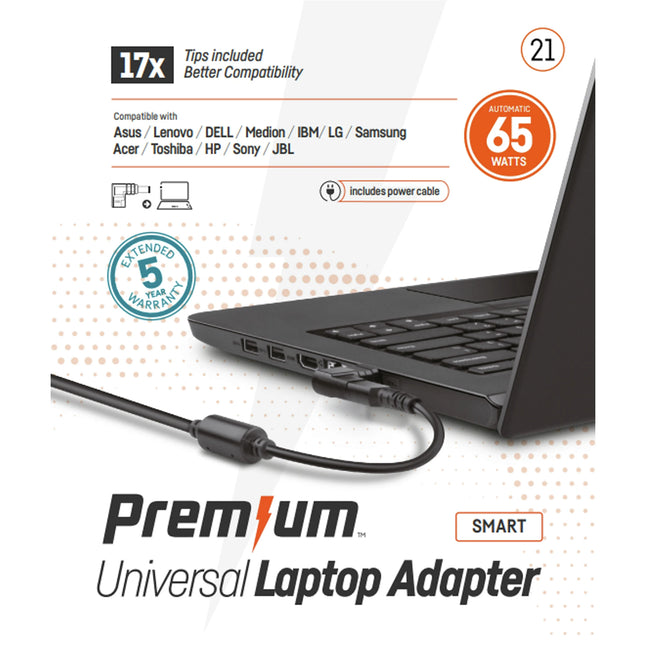 PREMIUM - Laptop charger - With 17 different connections - 65 W image